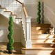 image 2 of HOMCOM Set of 2 Potted Artificial Plants, Topiary Spiral Boxwood Trees | Green | Boxwood Green | 5ft