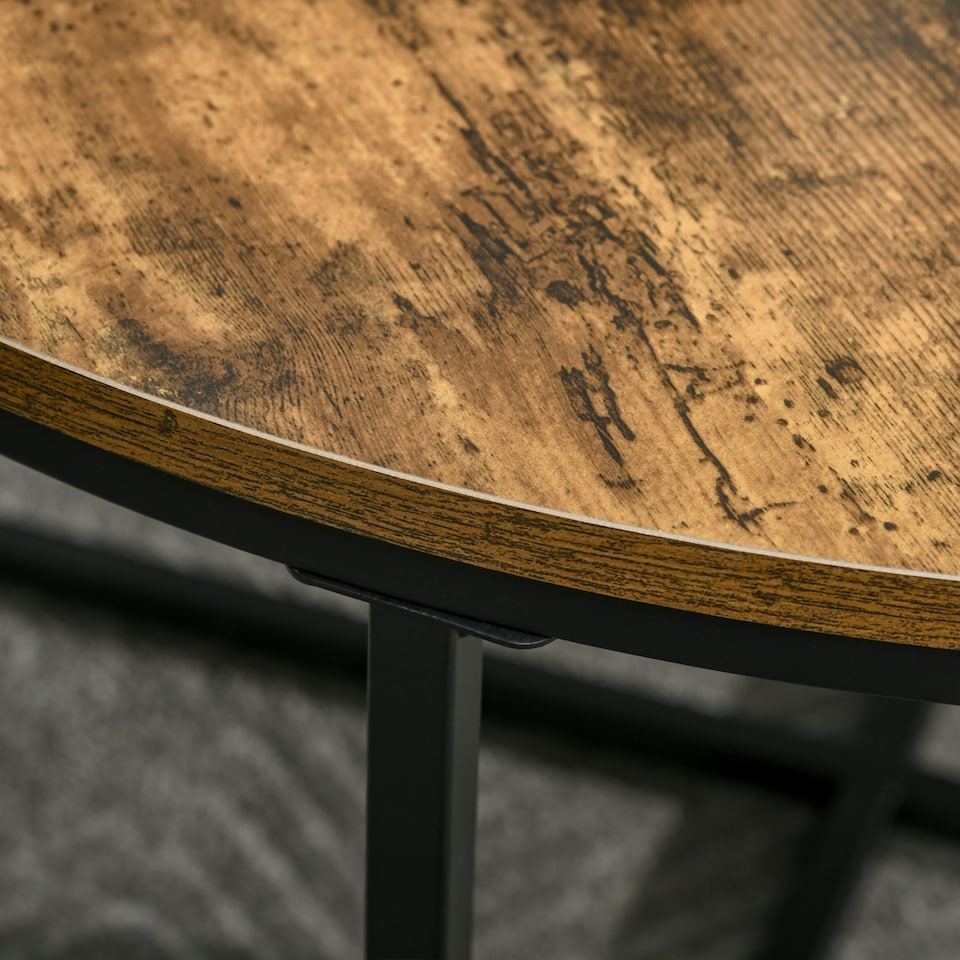 image 1 of HOMCOM Coffee Table Industrial Round Side Table w/ Metal Frame for Living Room 