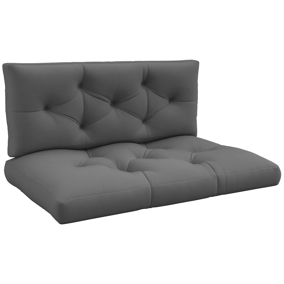 image 1 of Outsunny 2 Seater Outdoor Seat Cushions and Back for Pallet, Charcoal Grey White | Beige