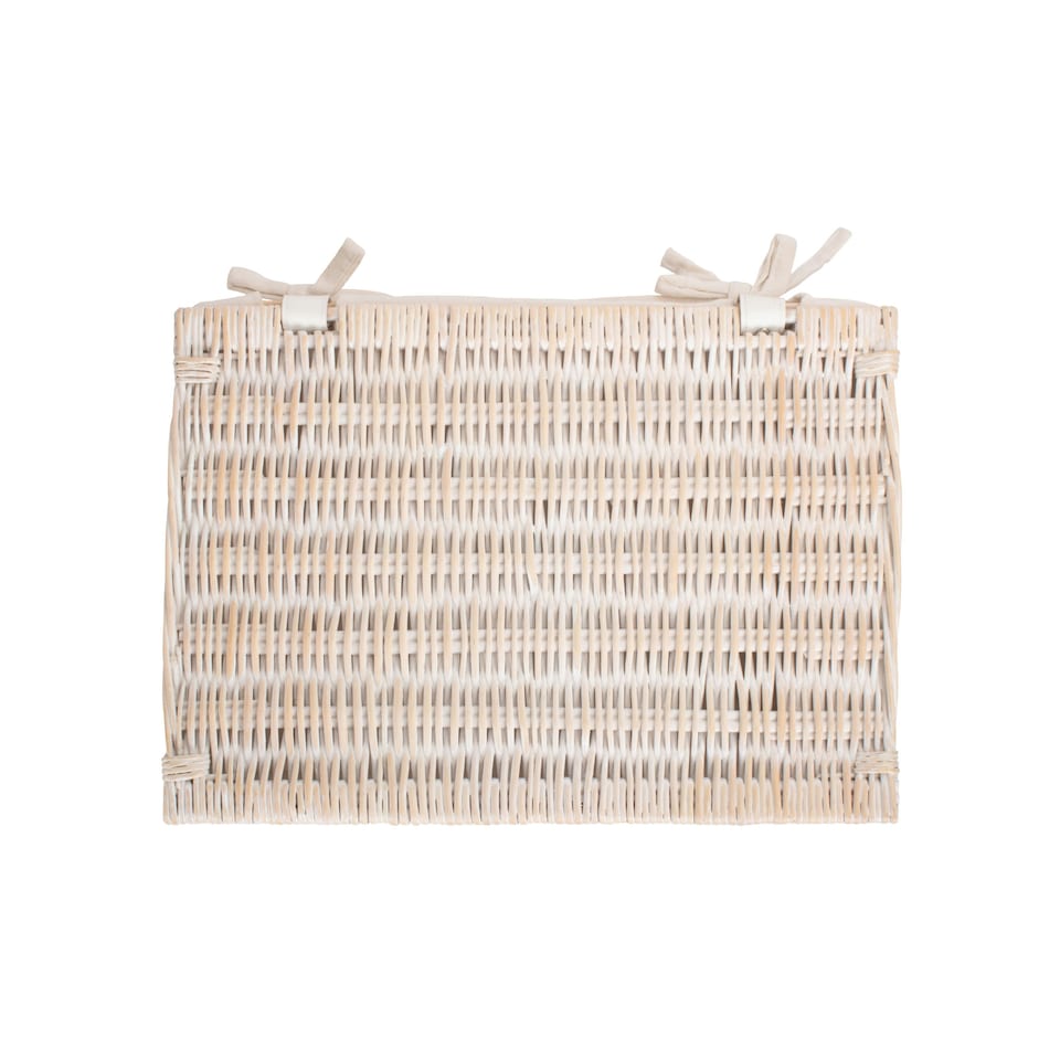 image 1 of White Wash Steamed Cotton Lined Wicker Storage Basket White | White | M