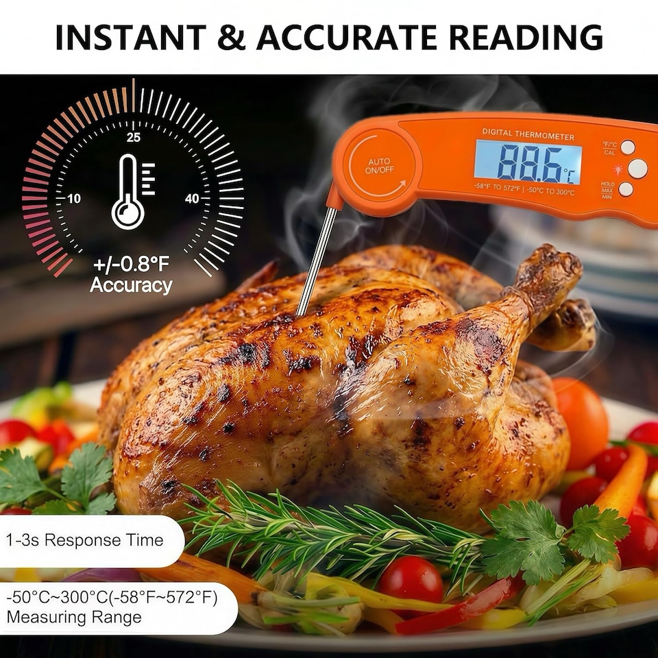 image 1 of Alivio Digital Meat Thermometer Fast Accurate Instant Read for Cooking and BBQ (Pack of 3Pc)