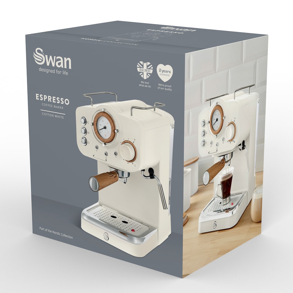 image 1 of Pump Espresso Coffee Machine Nordic Cotton White