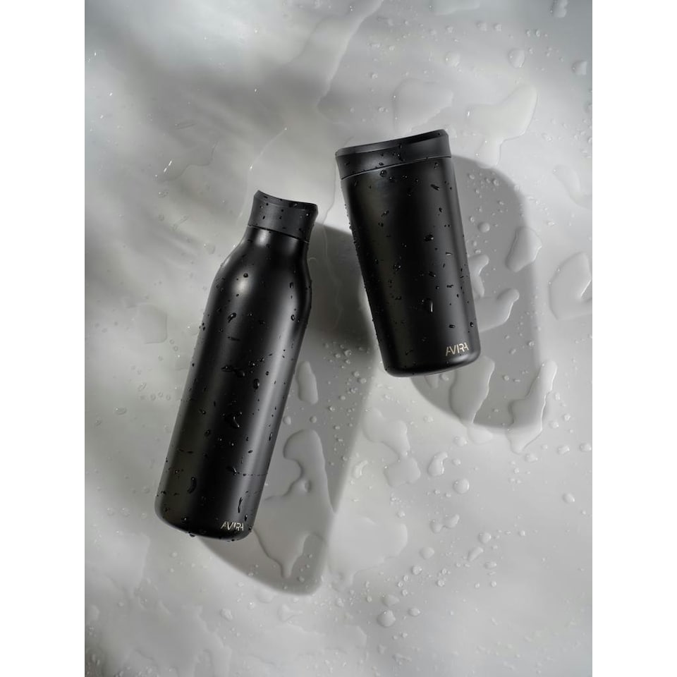 image 1 of Avira Alok Recycled Stainless Steel 600ml Water Bottle - Black - One Size