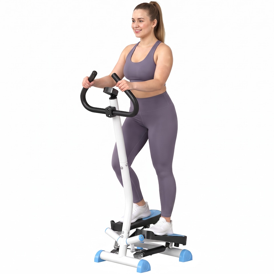 image 1 of HOMCOM Twister Stepper Step Machine with LCD Screen and Handlebars - Blue