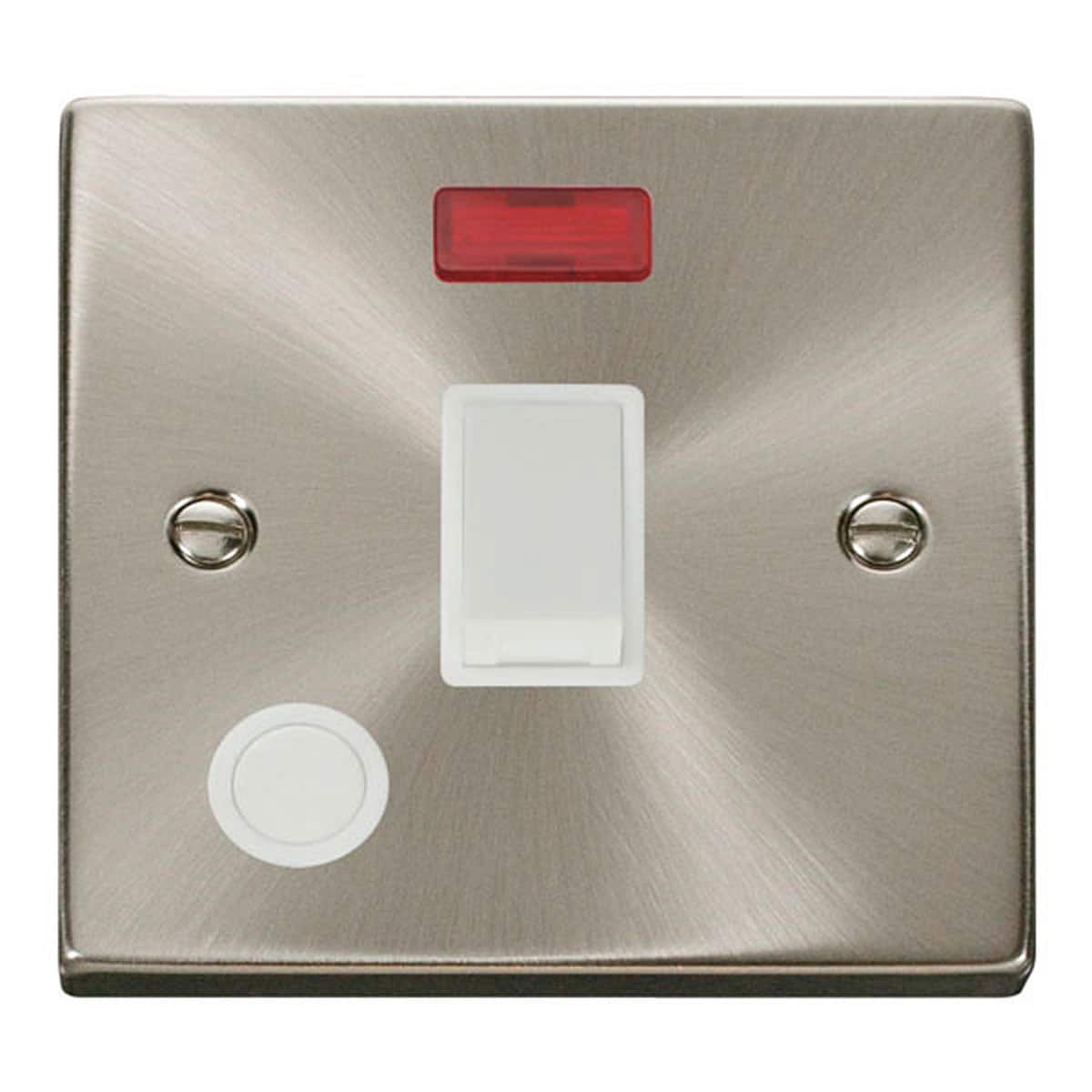 SE Home Satin / Brushed Chrome 1 Gang 20A DP Switch With Flex With Neon in Metallic Silver