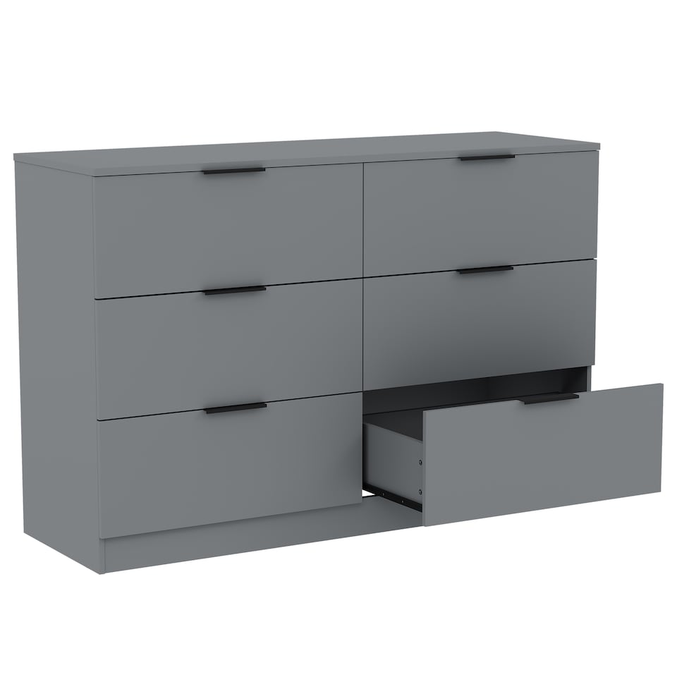 image 1 of Vida Designs Trega 6 Drawer Chest of Drawers Bedroom Furniture Clothing Storage Unit - Grey