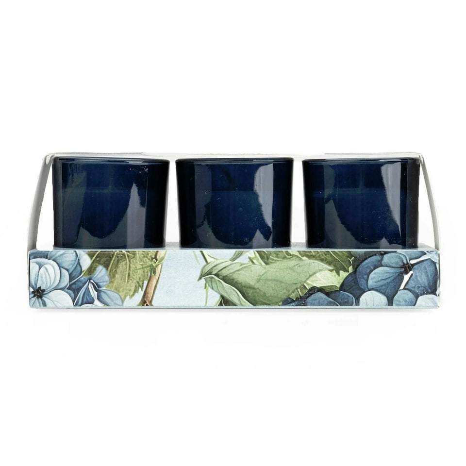 image 1 of Candlelight Set of 3 Mini Votive Candles Hydrangea & Jasmine Blue | One Size