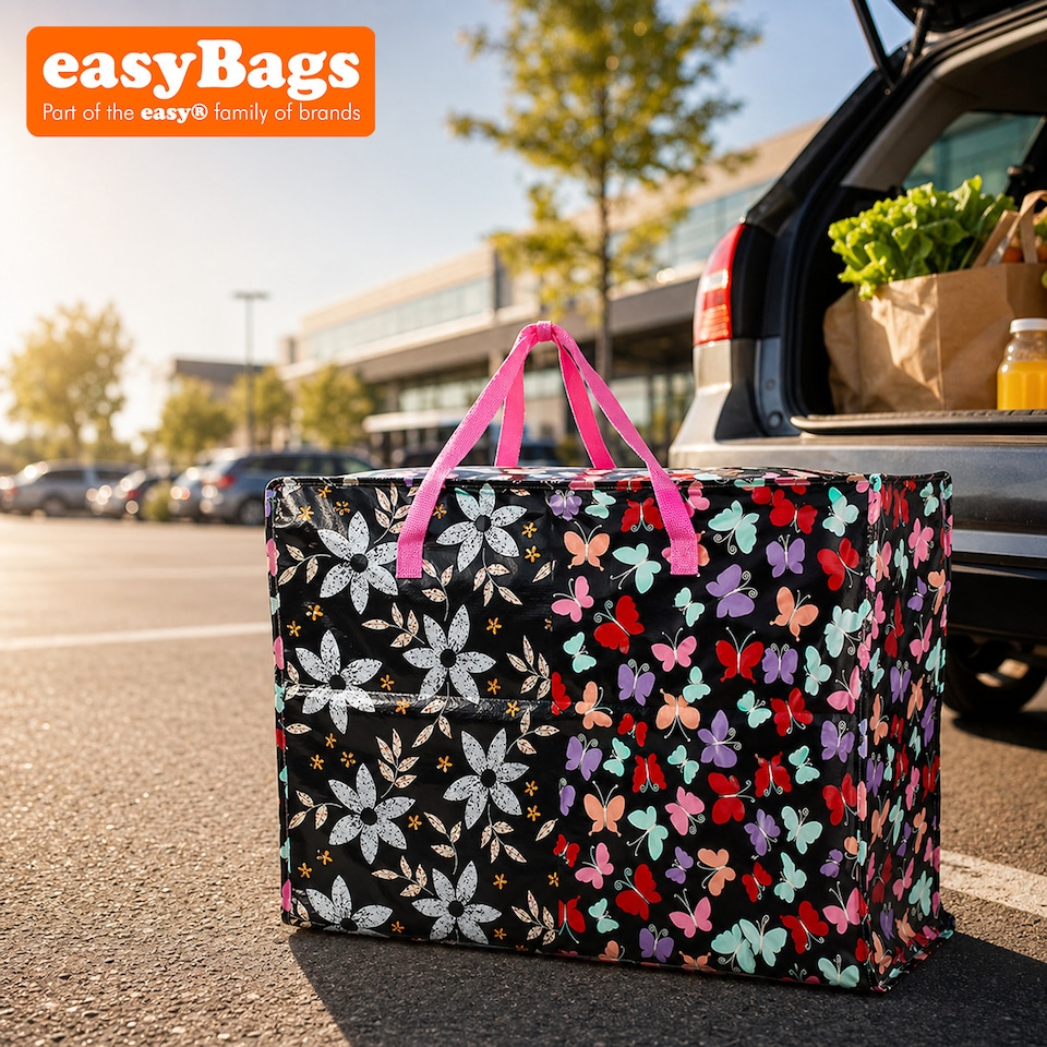 image 1 of Extra Large Jumbo Reusable Laundry/Shopping/Storage Bag with Zip Butterfly
