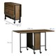 image 7 of HOMCOM Mobile Drop Leaf Dining Table on Wheels with Shelf Light Brown