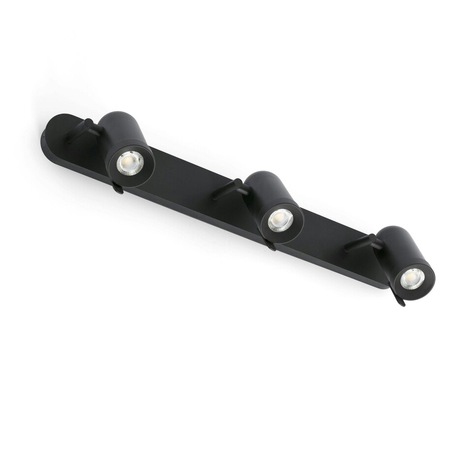image 1 of Orleans 3 Light Indoor Adjustable Wall Spotlight Black, GU10