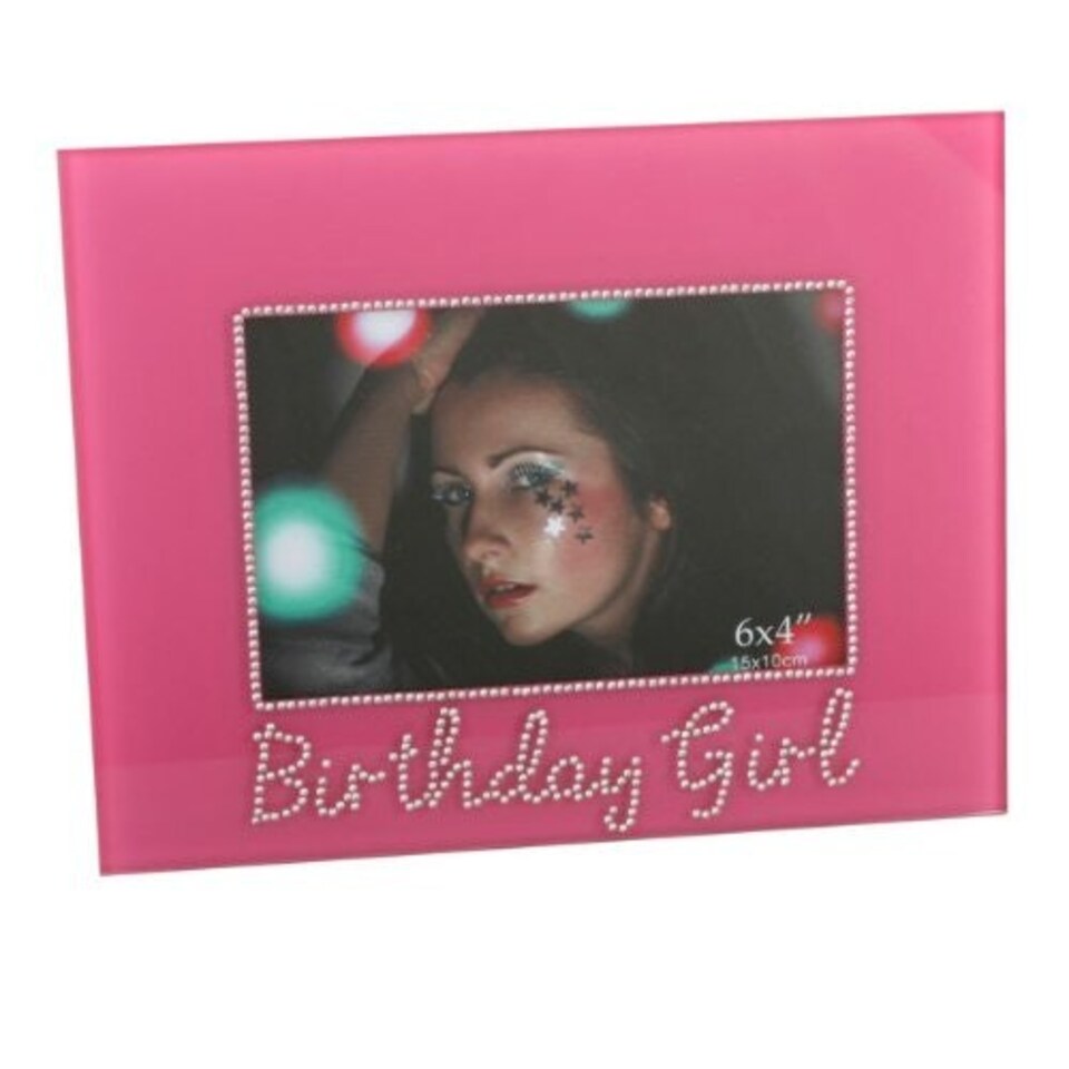 image 1 of Birthday Girl Pink Photo Frame With Diamonte Surrounding 6"x4"