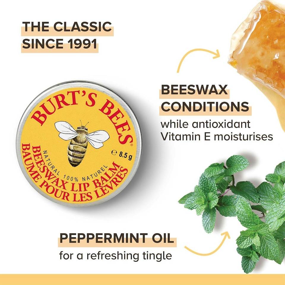 image 1 of Burts Bees Lip Balm Beeswax Tin .30 oz