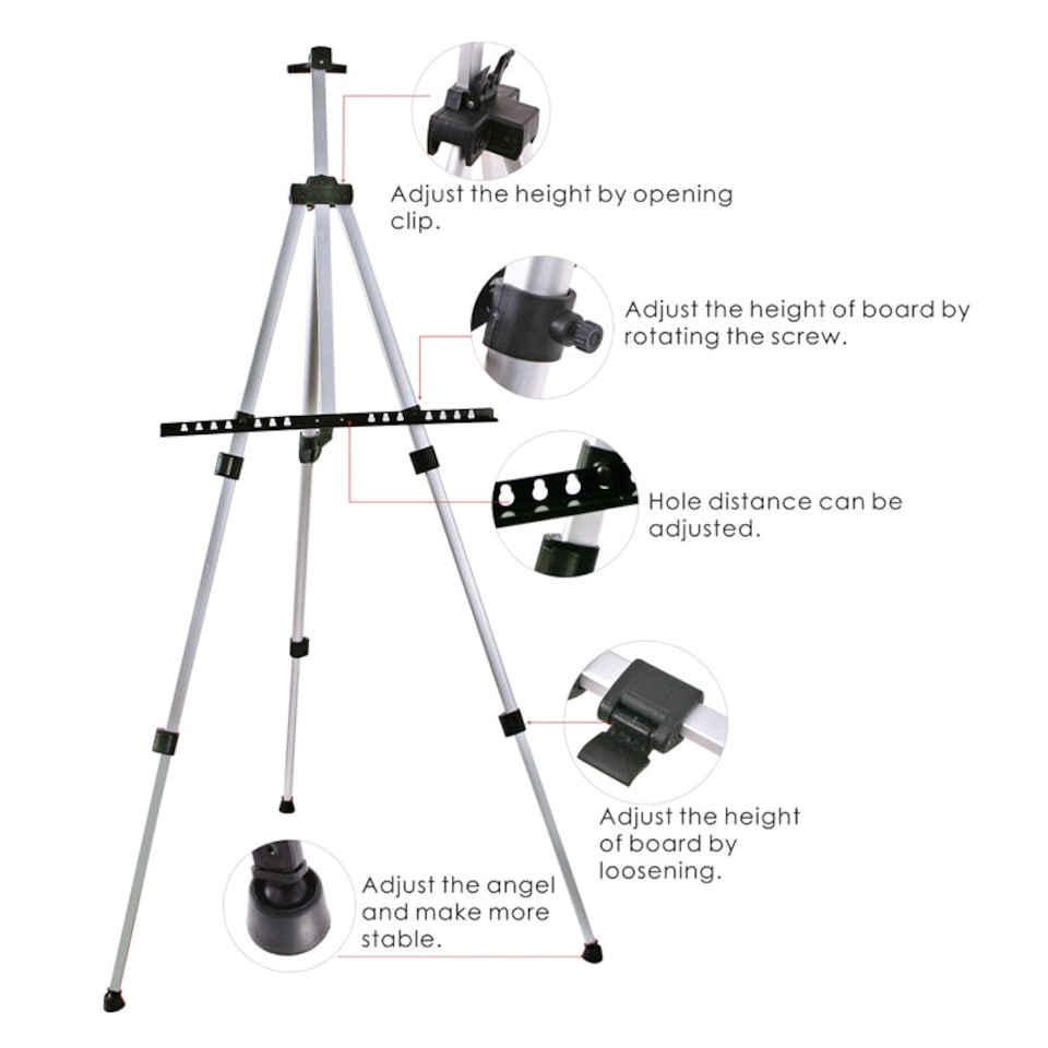 image 1 of 168cm Silver Portable Adjustable Aluminum Alloy Painting Stand Display Tripod Easel