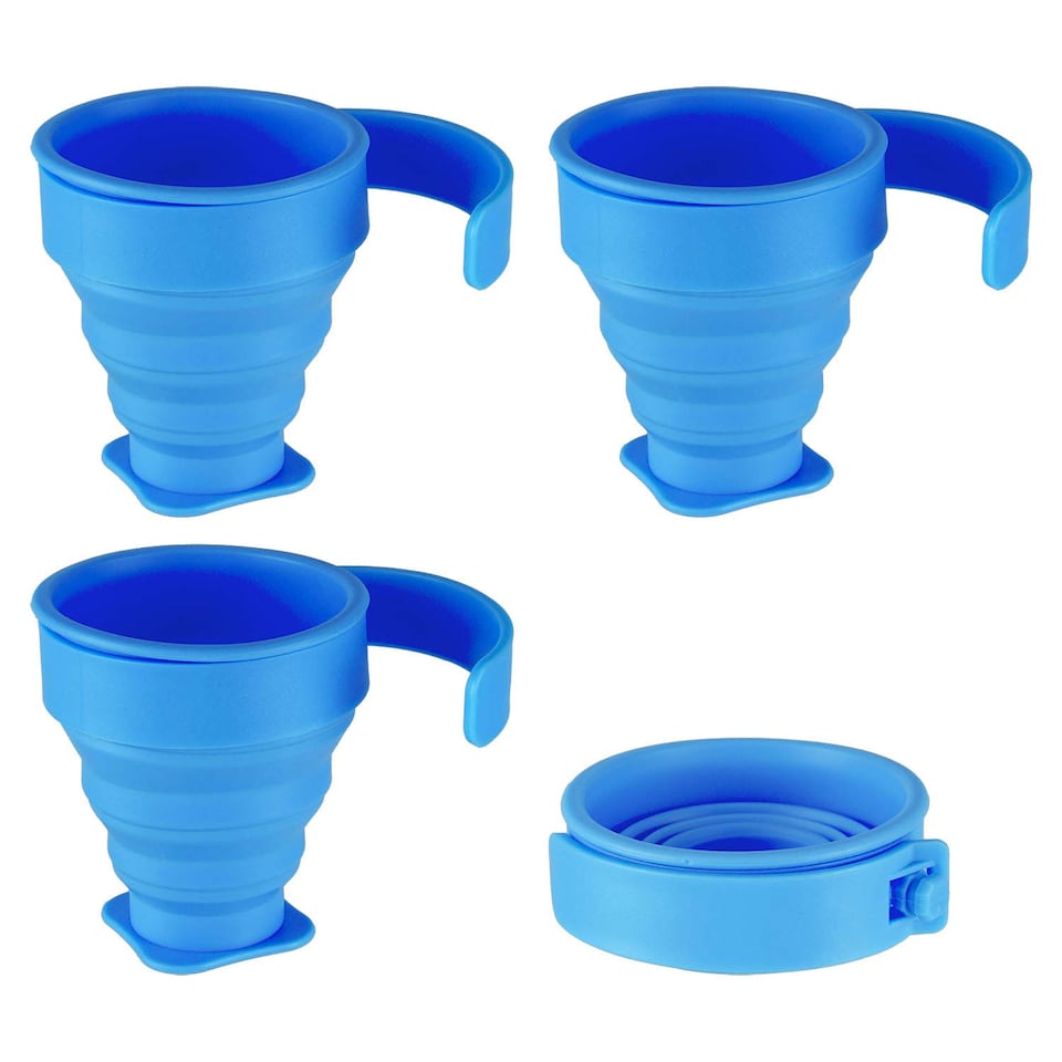 image 1 of PMS Folding Silicone Mugs 4-Pack - Blue, 8cm x 8.5cm