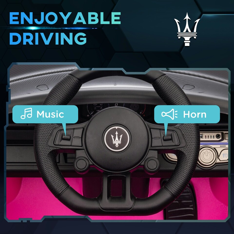 image 1 of AIYAPLAY Maserati GT2 Licensed 12V Electric Ride on Car w/ Remote, Pink