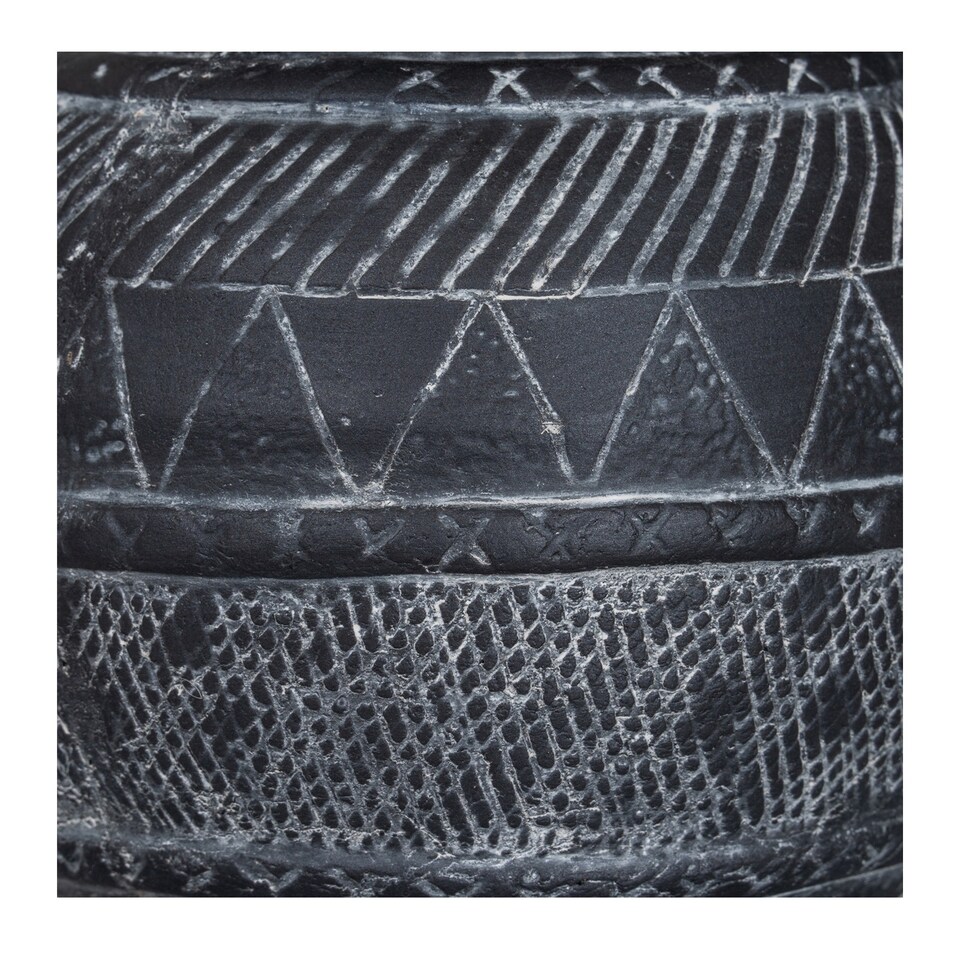 image 1 of Hill Interiors Etched Collection Ceramic Tall Jug | Black | Black | 1