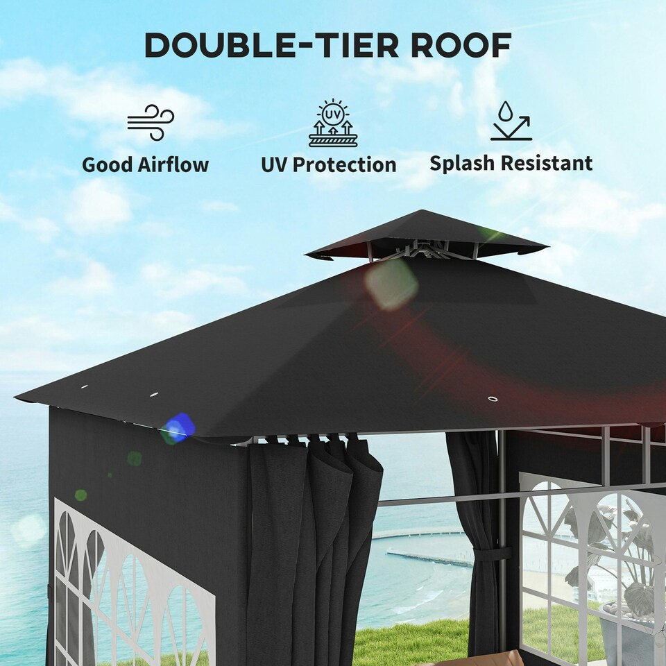 image 1 of Outsunny 3 x 3 m Garden Gazebo, Outdoor Gazebo Canopy Shelter, Black