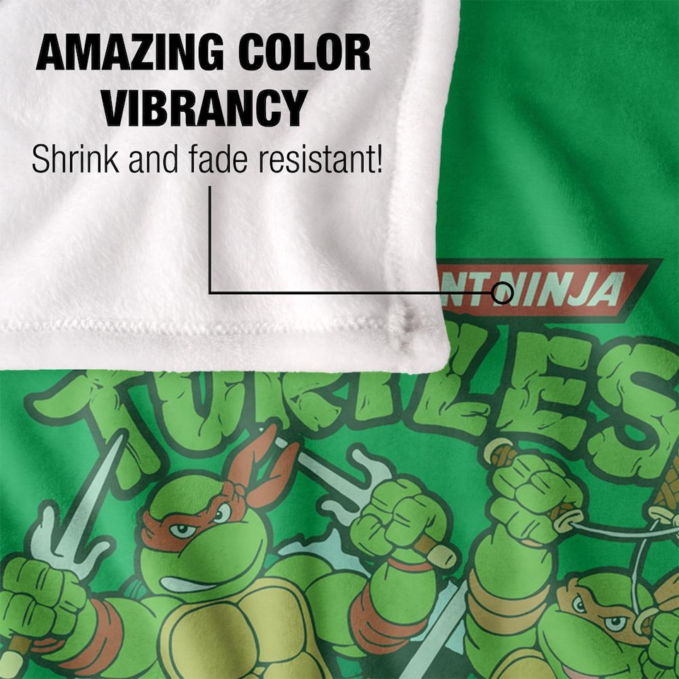 image 1 of TMNT Group Retro Silky Supersoft Blanket | Multi | Multicoloured | 152cm x 127cm | 1