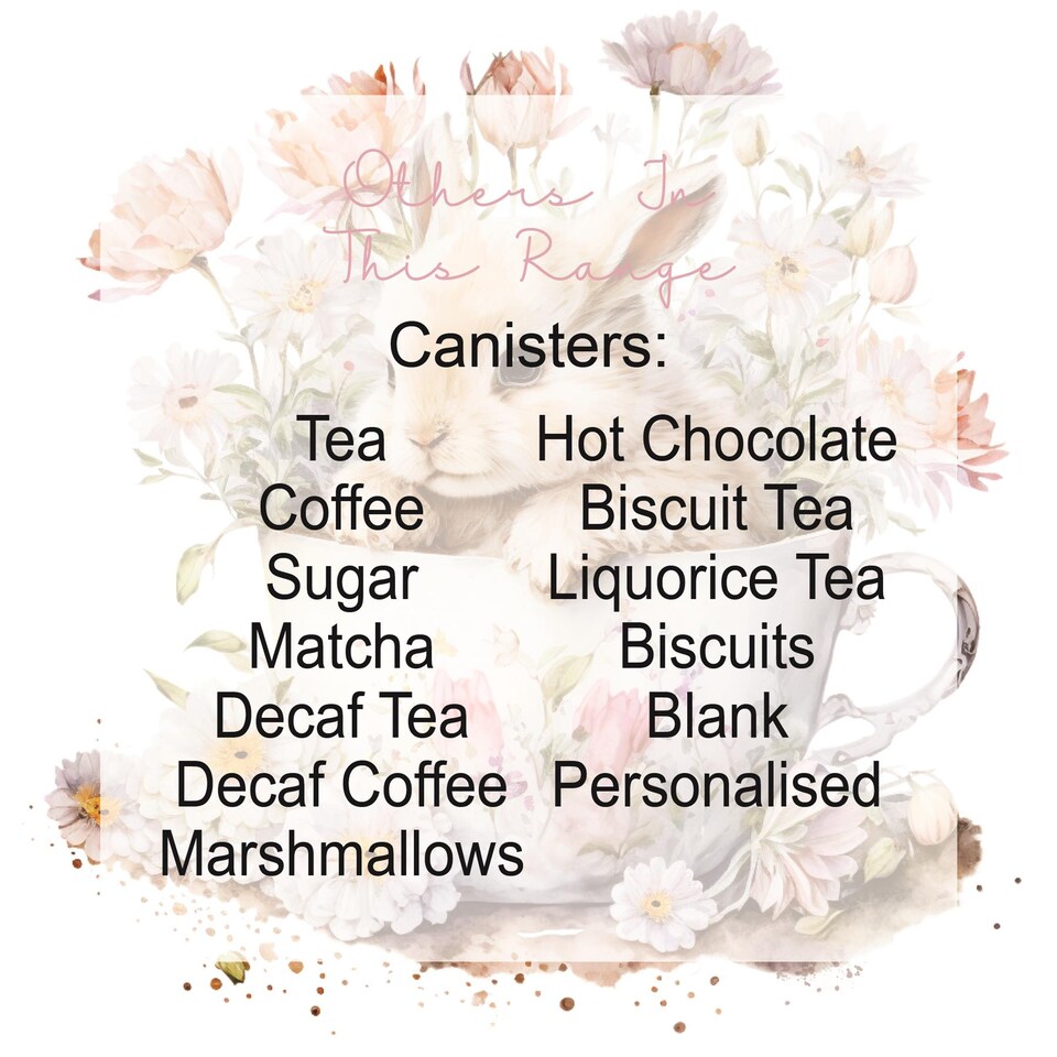 image 1 of Teacup Bunny Tea, Coffee & Sugar Large Kitchen Canisters - Set of 3