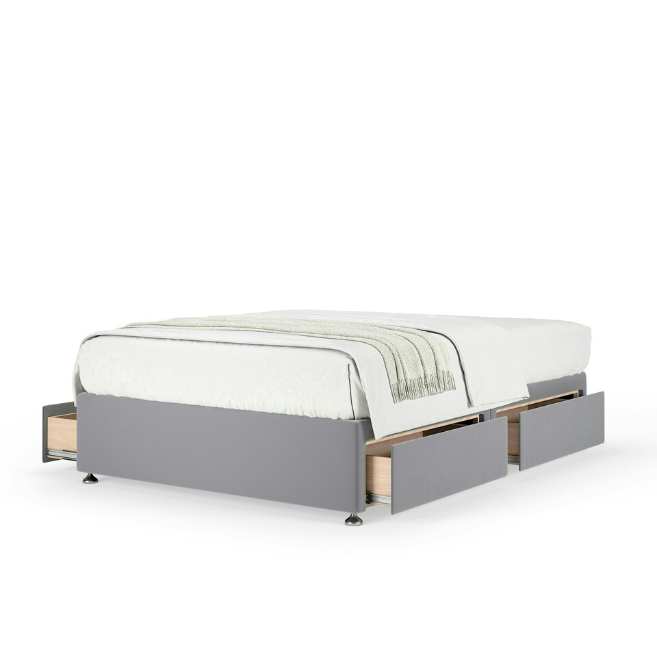 image 1 of Majestic 1000 Pocket Sprung Silver Plush Velvet 4 Drawer Divan Set Double