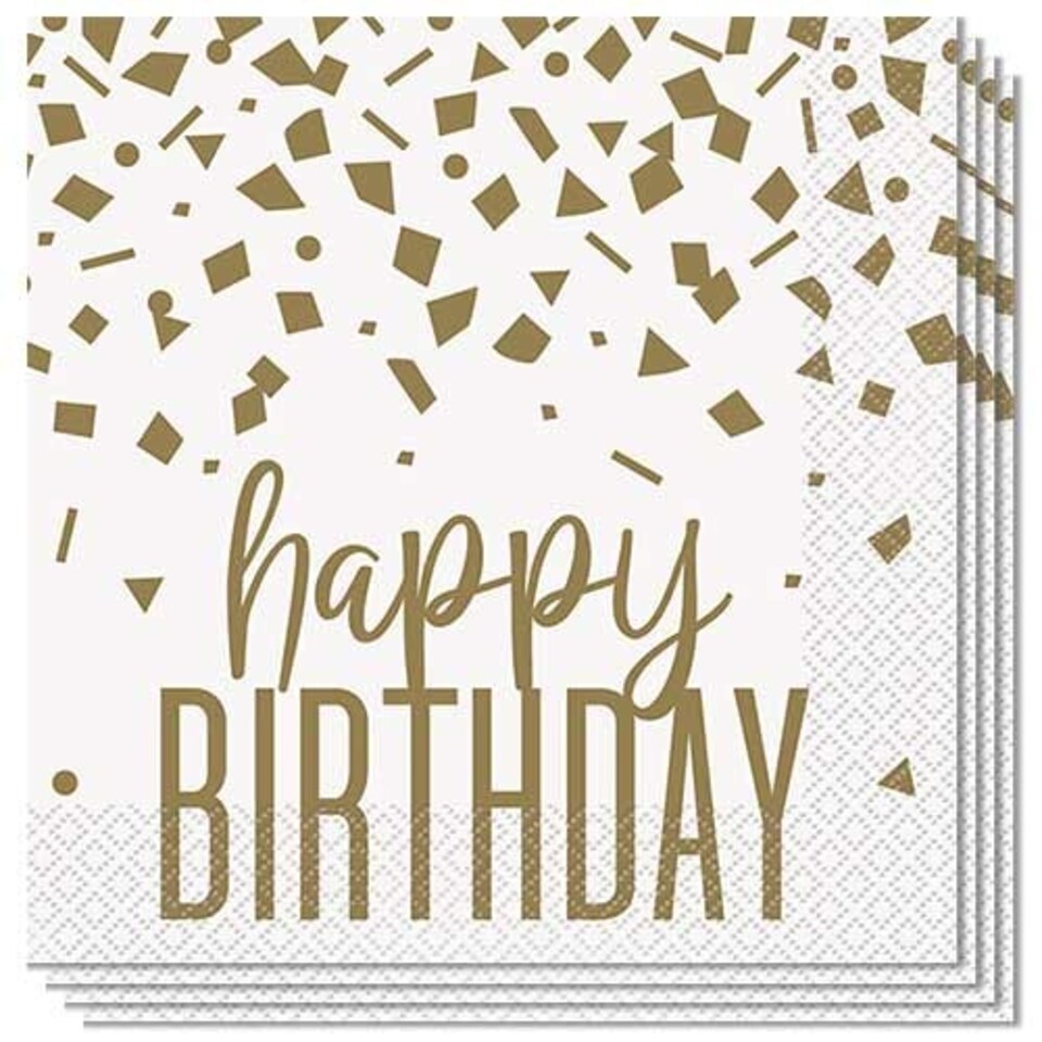 Confetti Gold Birthday Luncheon Napkins 33cm 2Ply - Pack of 16