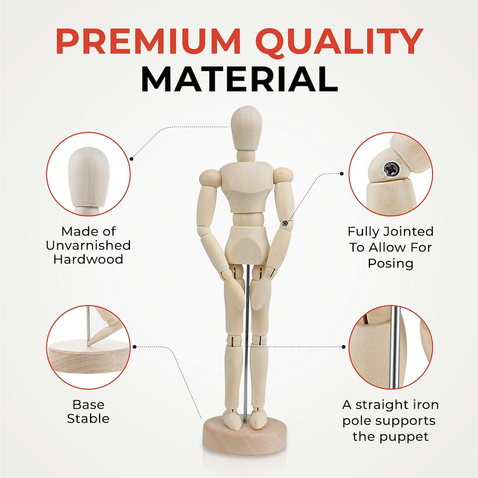 image 1 of Janrax Set of 3 - 8" Artists Figure - 20cm Male Manikin Wooden Art Mannequin