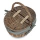 image 2 of Small Antique Wash Finish Oval Picnic Basket with Grey Sage Lining | Grey | Grey | One Size