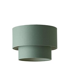 ValueLights Jodie Two Tier Sage Linen Ceiling Drum Lamp Shade | Green