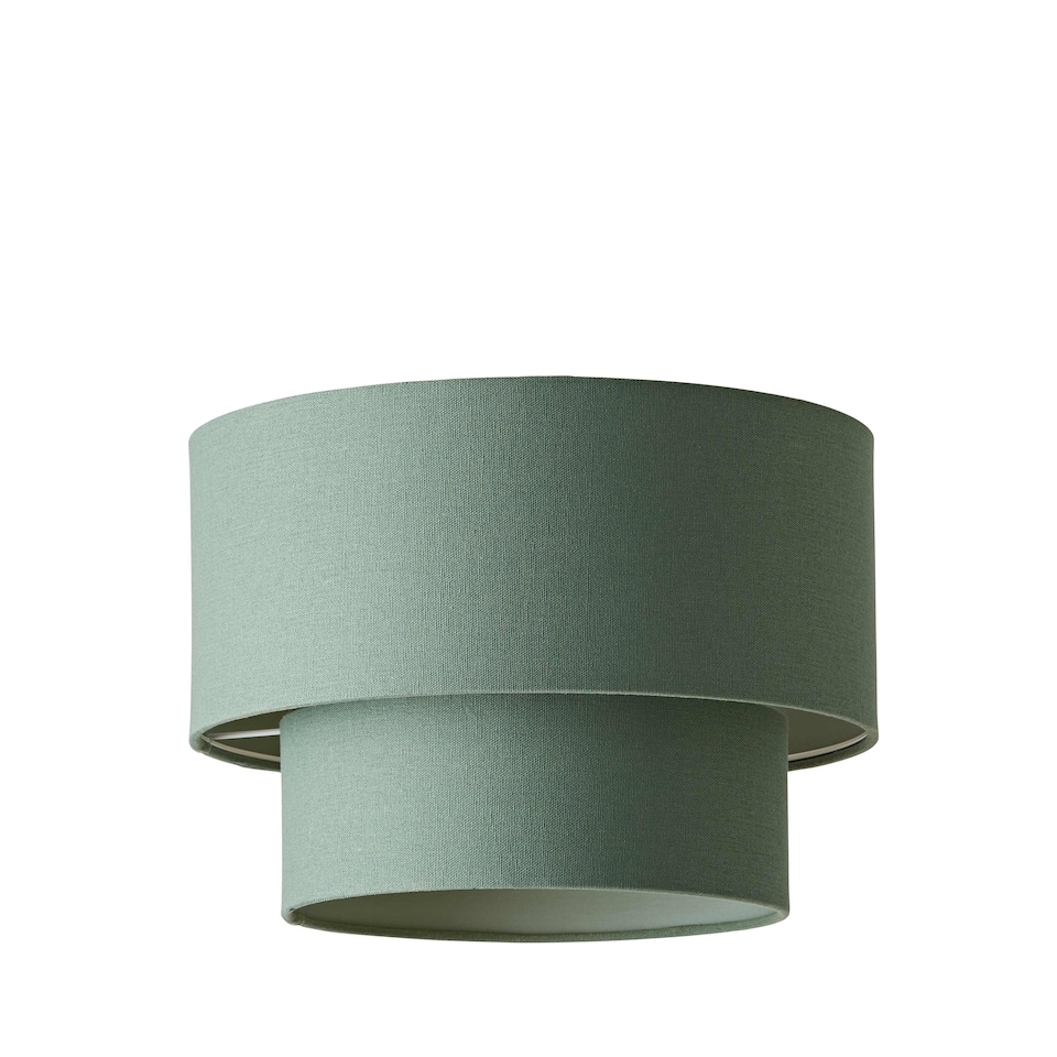 image 1 of ValueLights Jodie Two Tier Sage Linen Ceiling Drum Lamp Shade | Green
