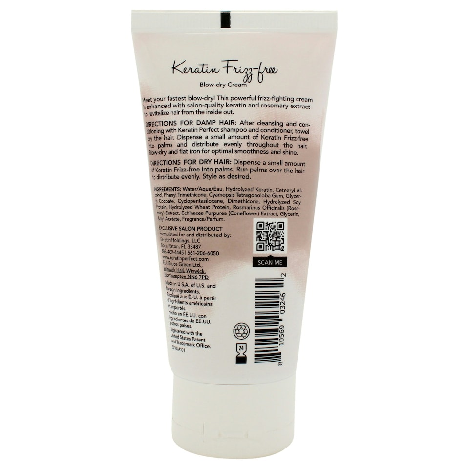 image 1 of Keratin Frizz-Free Blow Dry Cream by Keratin Perfect for Unisex - 2.5 oz Cream