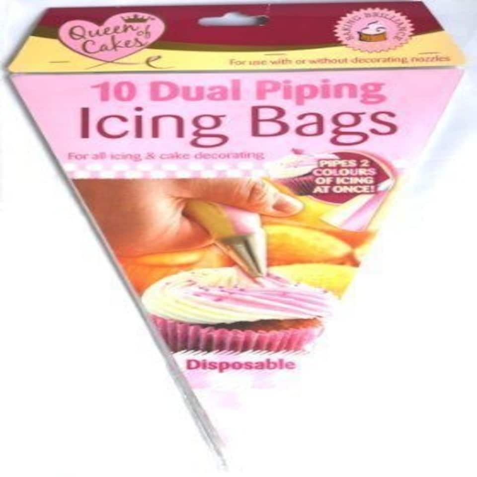 image 1 of 10 x Dual Piping Icing Bags, decorate Christmas cup Cake