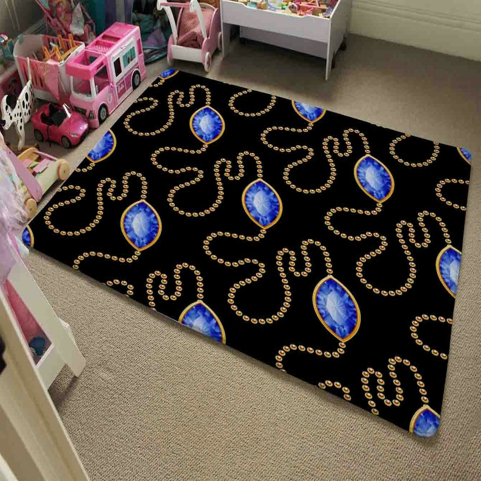 image 1 of Diamond Necklaces (Rug) Black | Large: 140x200cm