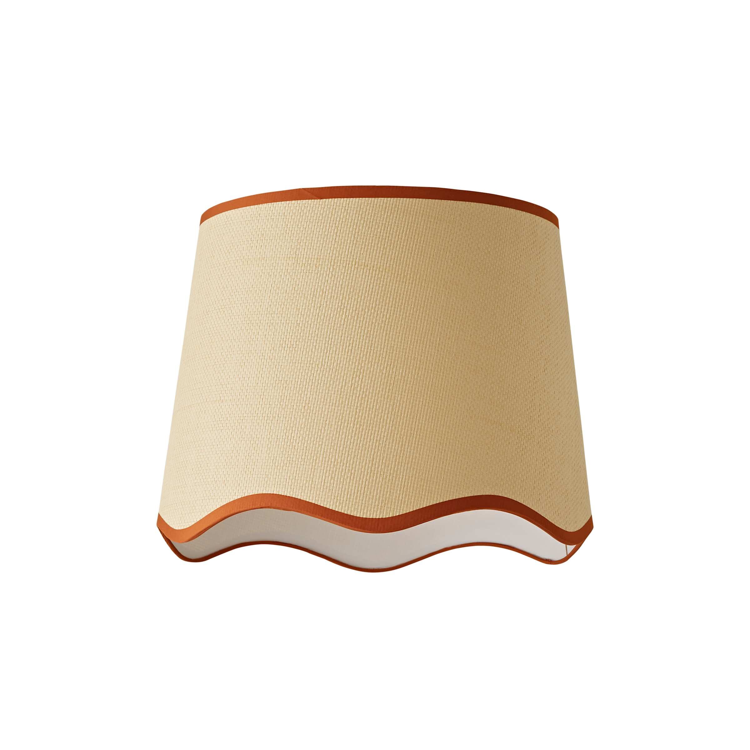 ValueLights Dutton Natural Fabric Scallop Edge Large Lamp Shade with LED Bulb in Burnt Orange