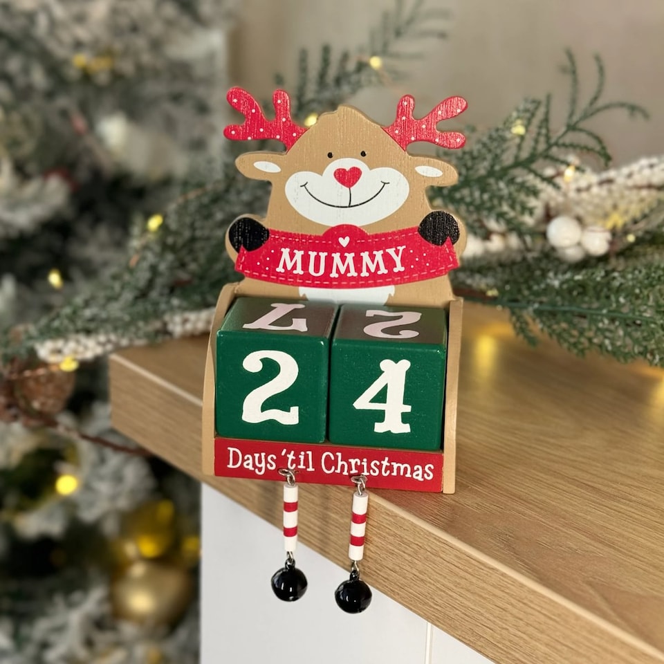 image 1 of Pre-personalised Wood Advent Block Calendar - Over 80 Titles - Mummy