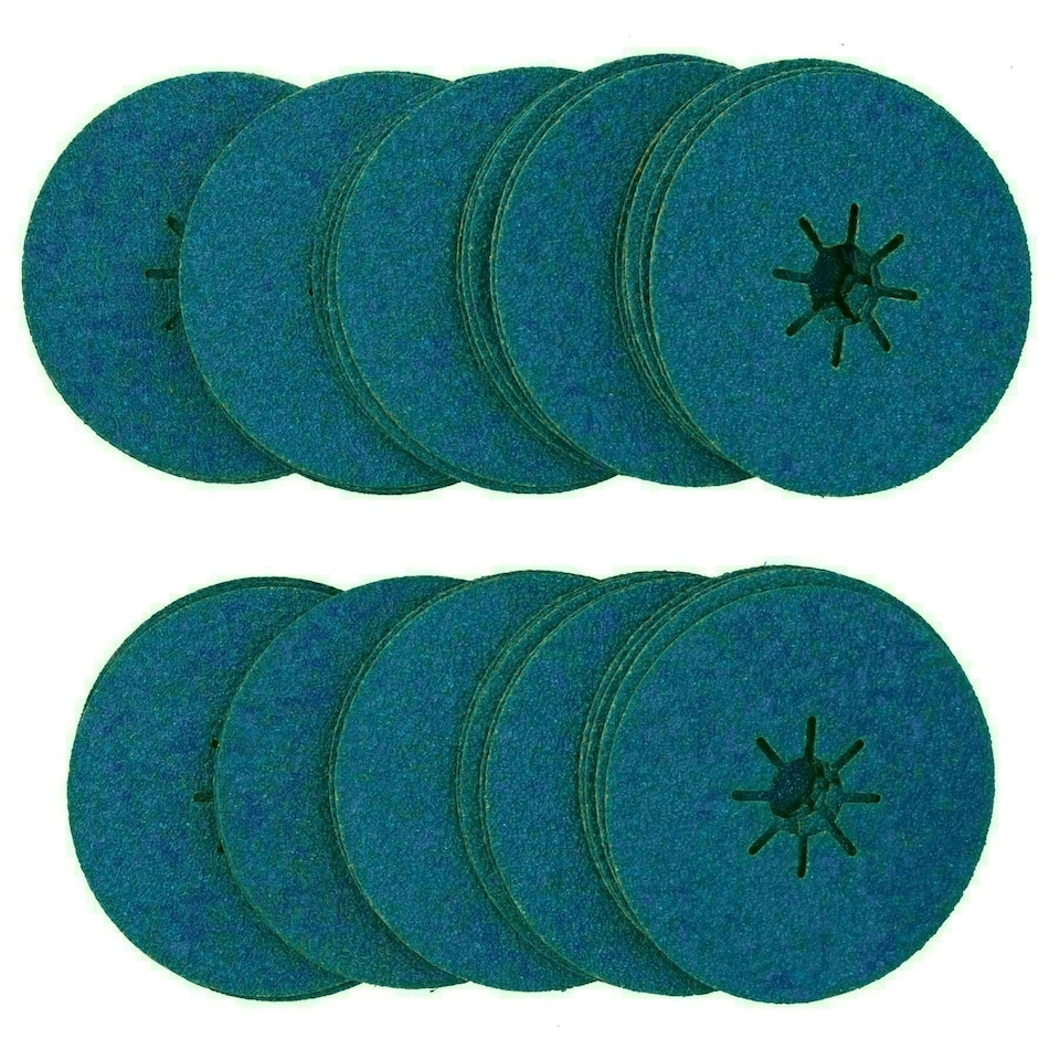 image 1 of 115mm 36 Grit Fibre Zirconium Oxide Abrasive Discs Sanding Grinding 100 Pack