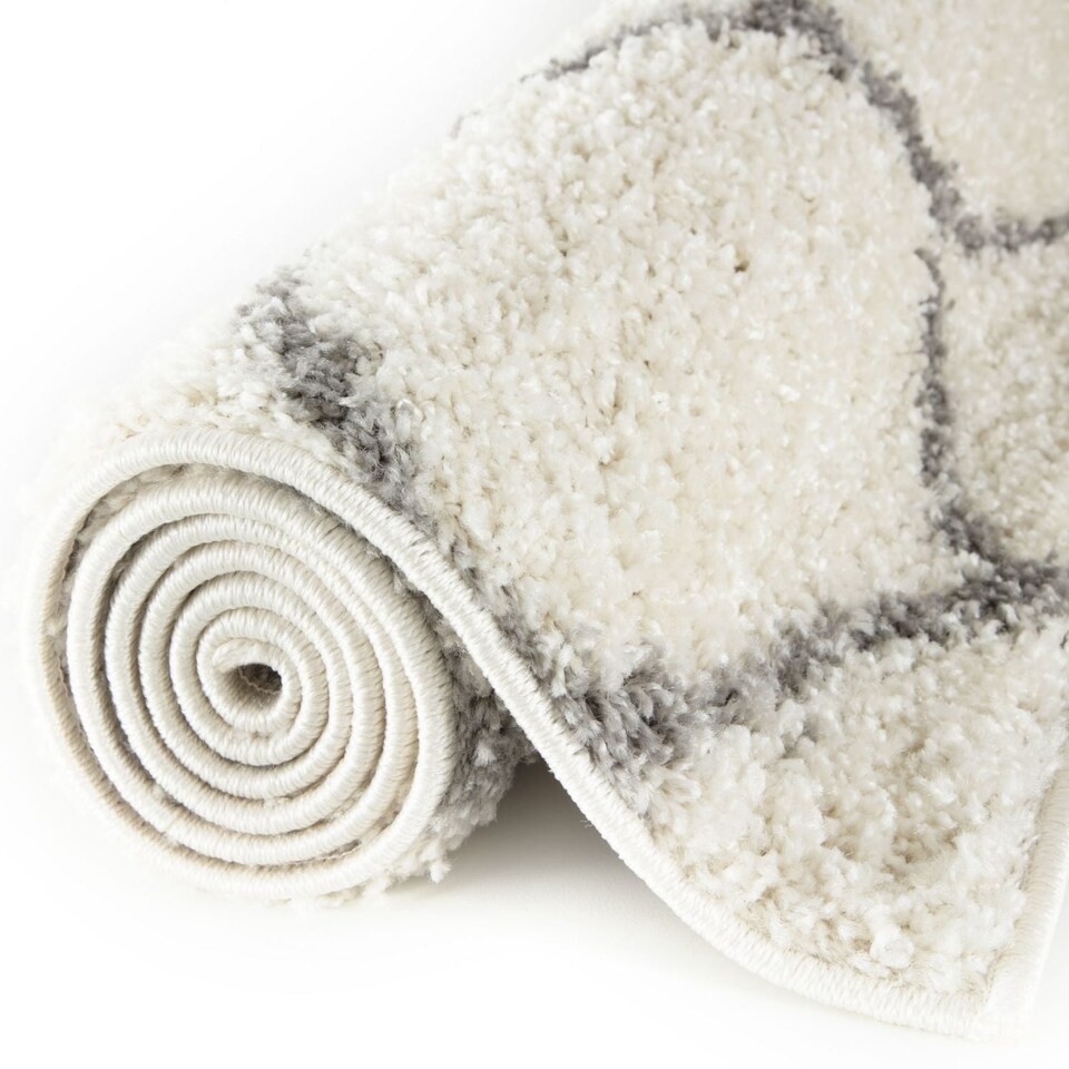 image 1 of The Rugs Moroccan Collection Soft High Pile Shaggy Trellis Floor Rugs and Runners Living Room