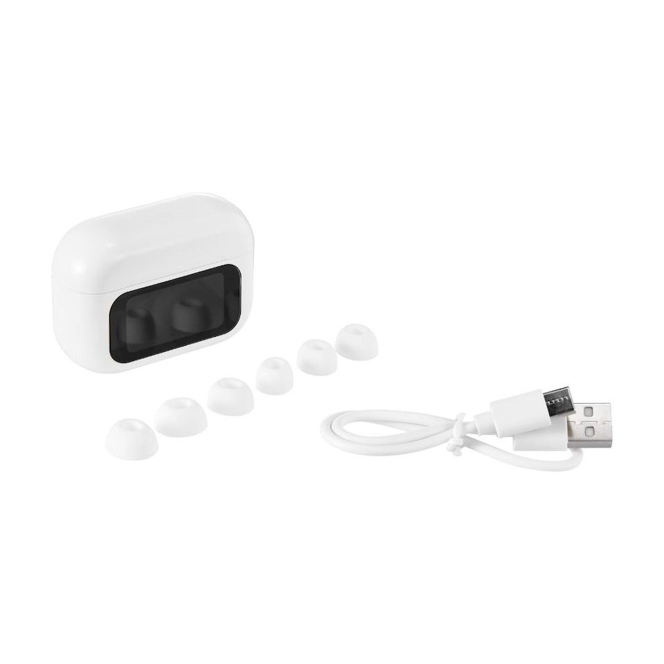image 1 of Streetz T600 ANC True Wireless Earbuds with LCD Screen - White