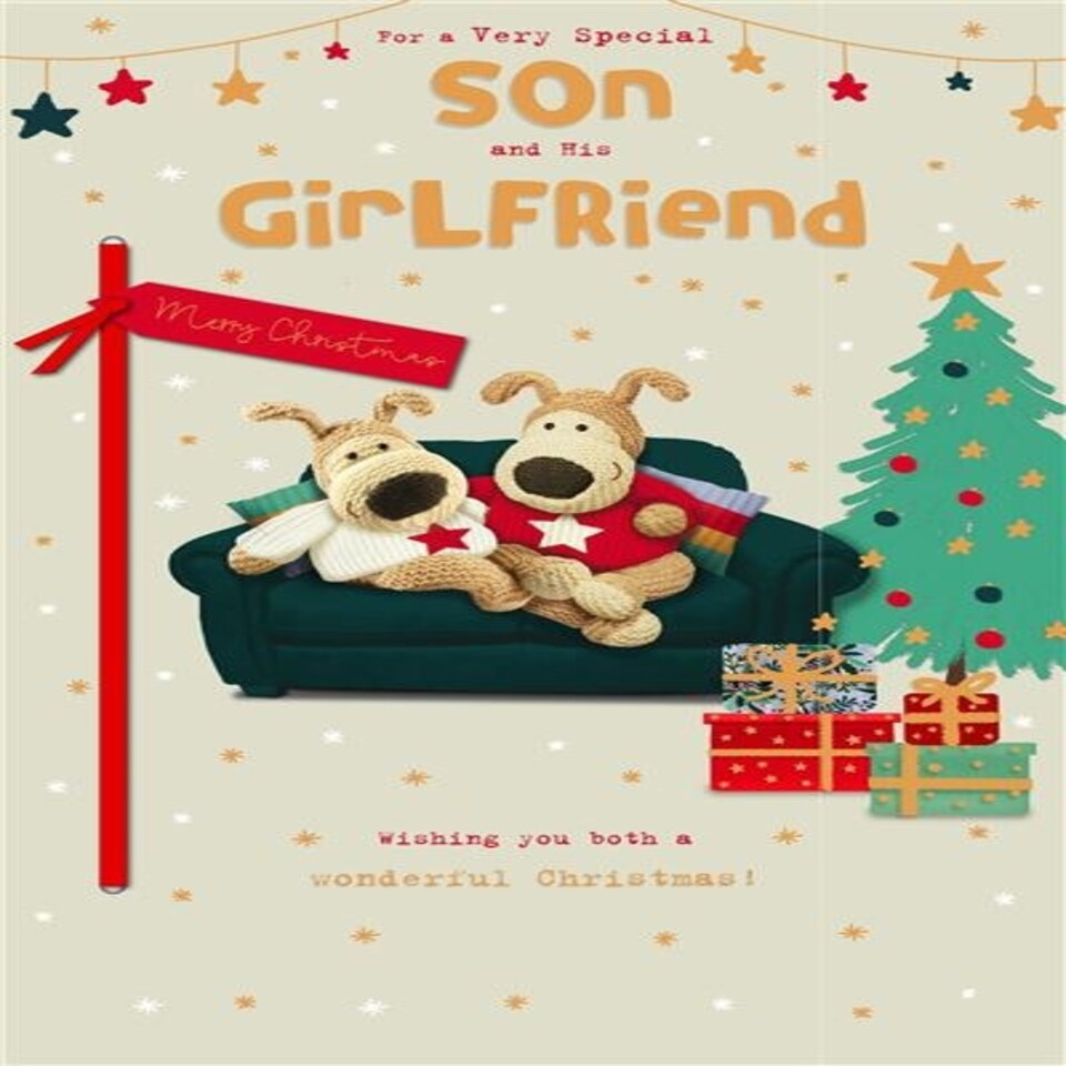 image 1 of Boofles on Sofa Son & Girlfriend Christmas Card