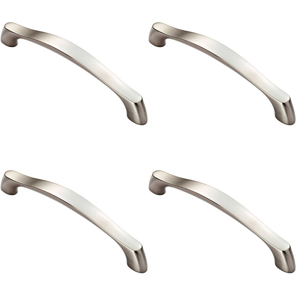 Loops 4x Chunky Arched Grip Pull Handle 194 x 17mm 160mm Fixing Centres Satin Nickel in Metallics