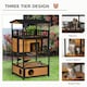 image 3 of PawHut Wooden Outdoor Cat House 3-Tier Kitten Shelter w/ Tilted Roof Yellow
