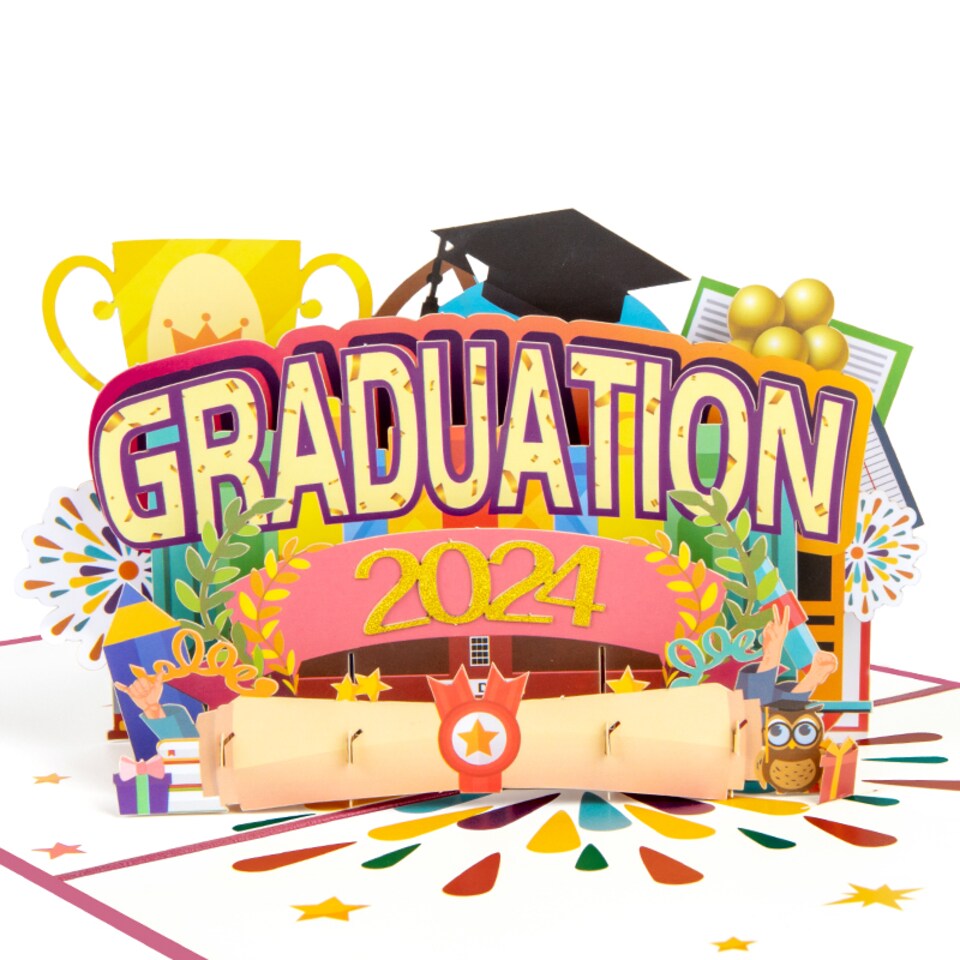 image 1 of Hats Off 3D 2024 Pop Up Graduation Card
