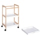 image 9 of HOMCOM 3-Tier Mobile Kitchen Trolley Cart Storage Shelves Rack Rolling Wheels White 46 x 35 x 74.5 cm