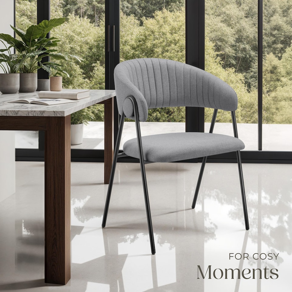 image 1 of Dining Chair Bedano - woven fabric, padded, 150 kg load capacity | Grey | grey | 2