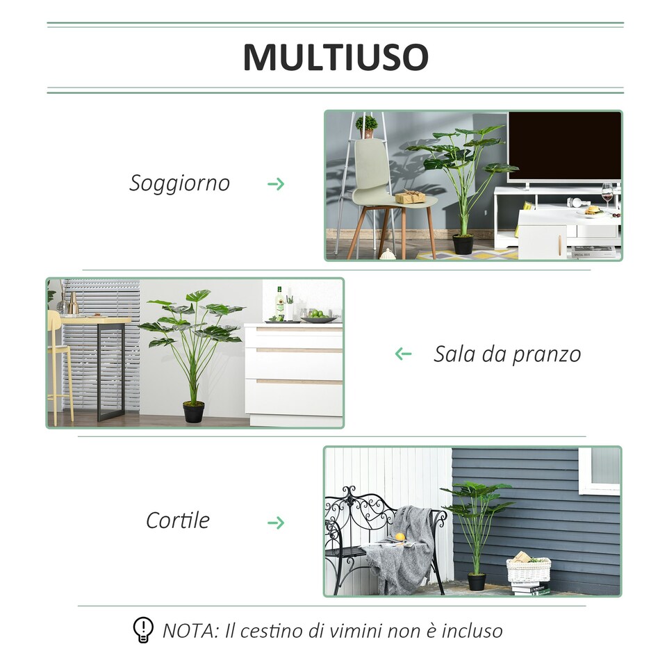 image 1 of Outsunny 85cm Artificial Monstera Tree Fake Plant in Pot Indoor Décor