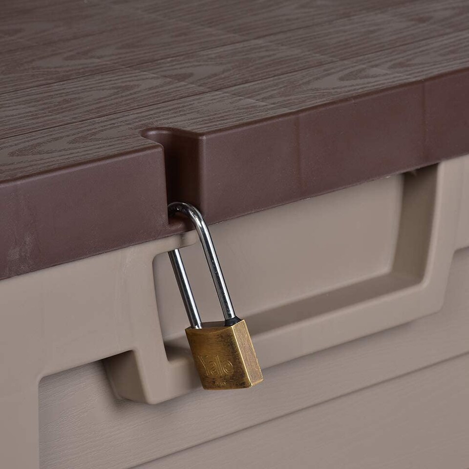 image 1 of 440L Garden Cushion Storage Box / Chest Sit on Lid | Brown | Brown