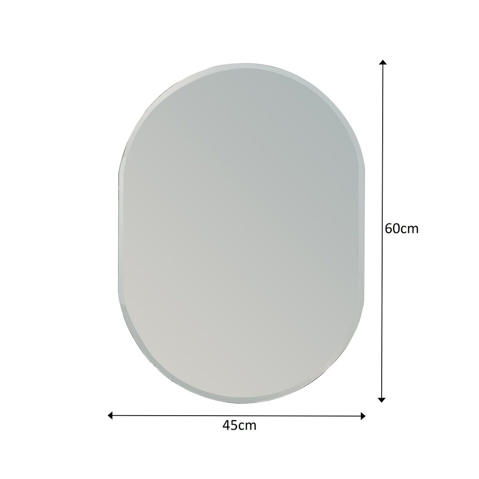 image 1 of Showerdrape Lincoln Oval Wall Mounted Frameless Bevelled Edge Bathroom Mirror 60 x 45cm | Chrome | Mirror | 1