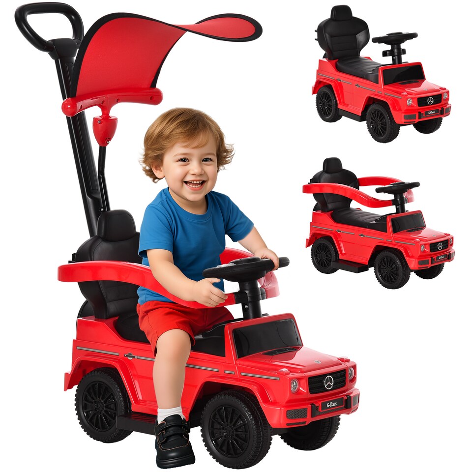 image 1 of HOMCOM 3 in 1 Kids Children Ride on Push Car Toddler Sliding Car G350 Licensed Walker Foot to Floor Slider Push-Along with Horn Steering Wheel NO POWER Manual, Red