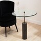 image 2 of Versatile Glass And Black Marble Side Table, Round Design Modern Side Table, Elegant Small Round Side Table Black