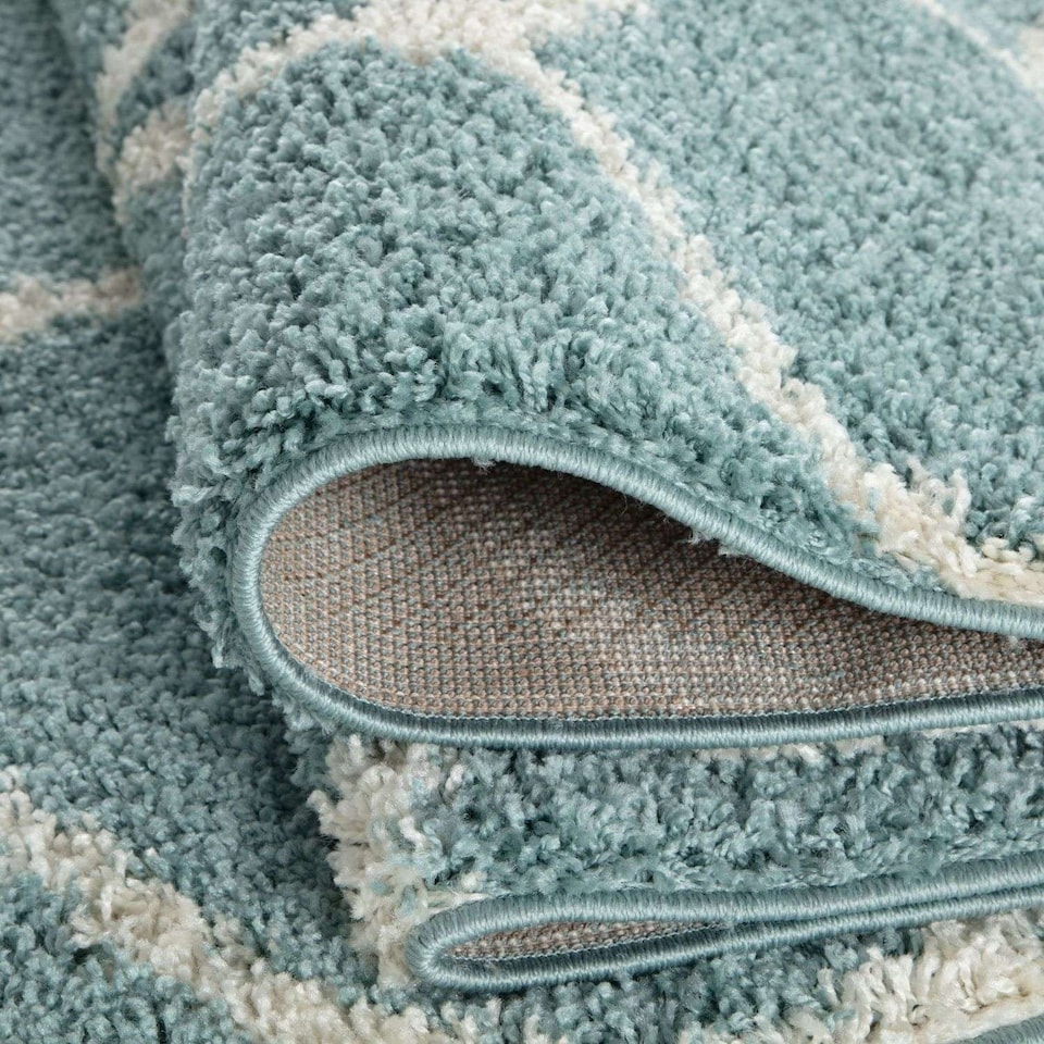 image 1 of The Rugs Moroccan Collection Soft High Pile Shaggy Trellis Floor Rugs and Runners Living Room