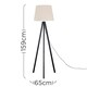 image 3 of ValueLights Modern Black Wood Tripod Floor Lamp With Beige Shade